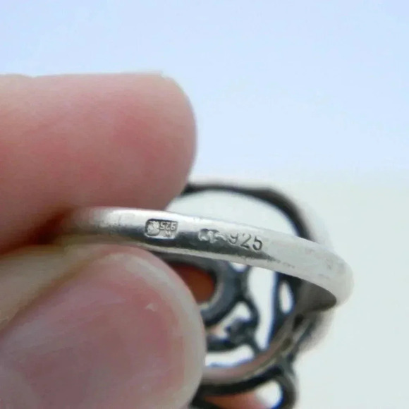 .925 Sterling Silver POLAND J Baltic Amber Modern - Picture 5 of 5